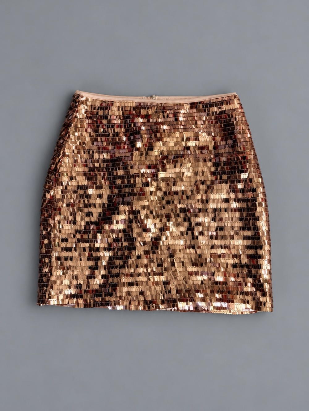 GB Rose Gold Sequin Mini Skirt XS Metallic Party Skirt